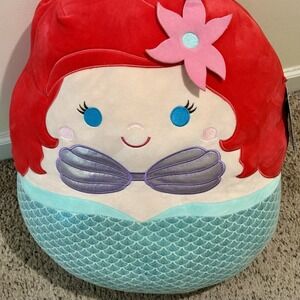 Squishmallow Disney Ariel Little Mermaid 20 Inch Kellytoy Large Plush New W/ Tag
